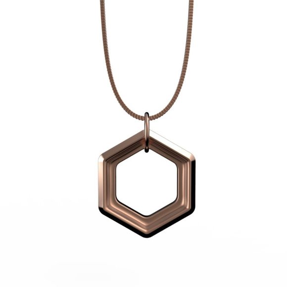 POSITIVE VIBES NECKLACE - Rosegold Metal - NEW - Positive Molecules are Hexagon - Picture 1 of 6